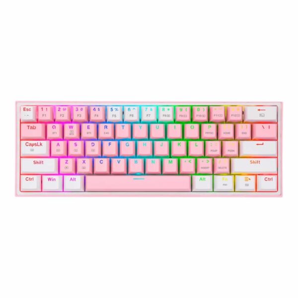 TECLADO REDRAGON FIZZ PRO RGB ROSADO-BLANCO K616 SWITCH ROJO