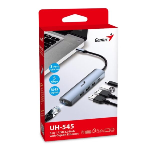 ADAPTADOR GENIUS USB 3.0 CON ETHERNET GIGABIT RJ45 UH 545